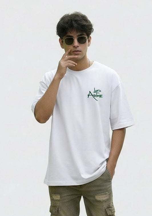 Anime Printed Oversized Drop Shoulder T Shirt for Men