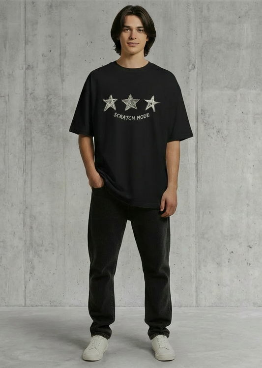 Scratch Mode Printed Oversized Drop Shoulder T Shirt for Men
