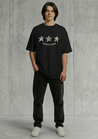 Scratch Mode Printed Oversized Drop Shoulder T Shirt for Men