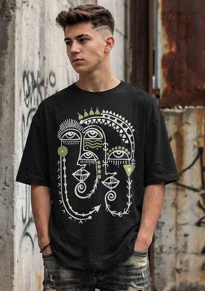 Tribe Printed Oversized Drop Shoulder T Shirt for Men