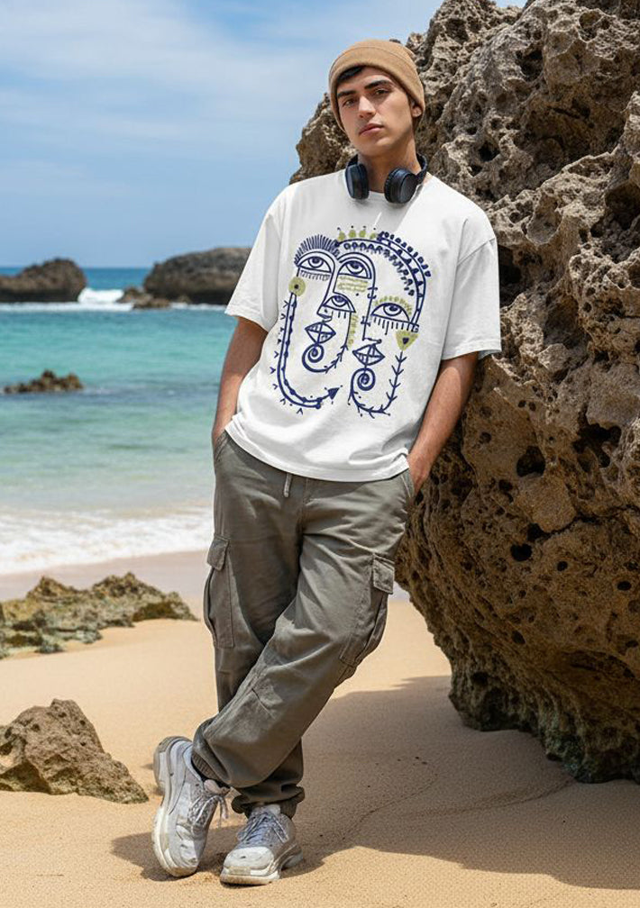 Tribe Printed Oversized Drop Shoulder T Shirt for Men