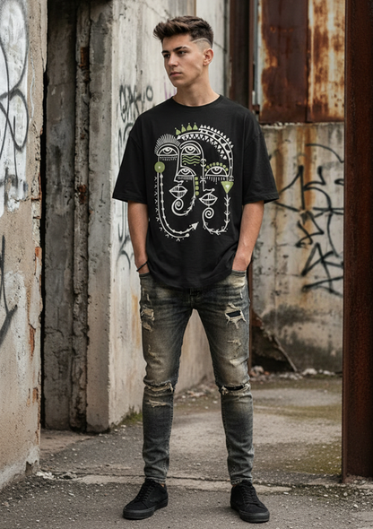 Tribe Printed Oversized Drop Shoulder T Shirt for Men