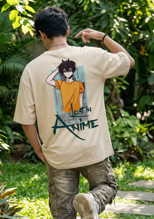 Anime Printed Oversized Drop Shoulder T Shirt for Men