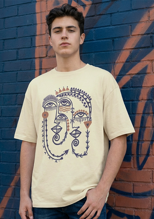 Tribe Printed Oversized Drop Shoulder T Shirt for Men