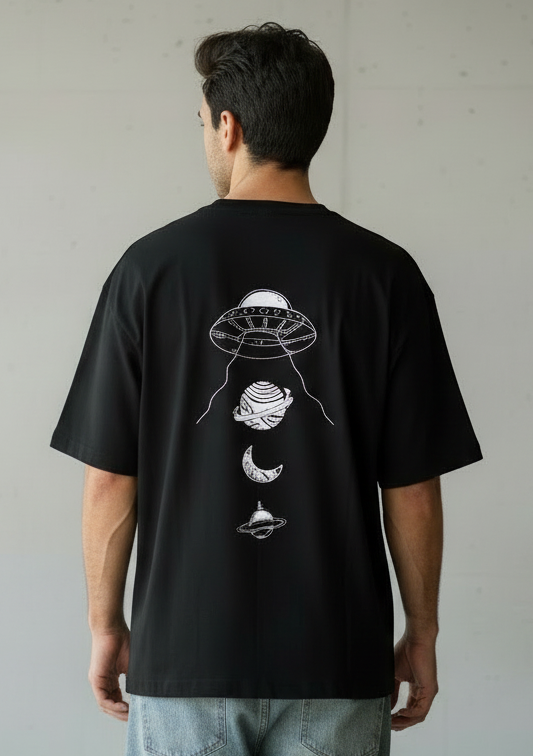 Galaxy Printed Oversized Drop Shoulder T Shirt for Men