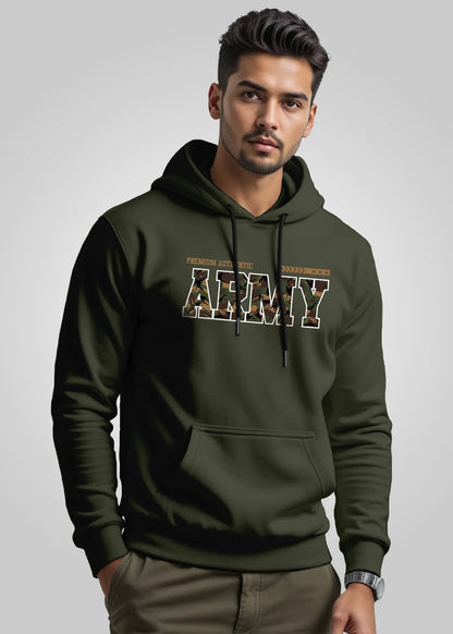 Army Printed Cotton Hoodie For Men