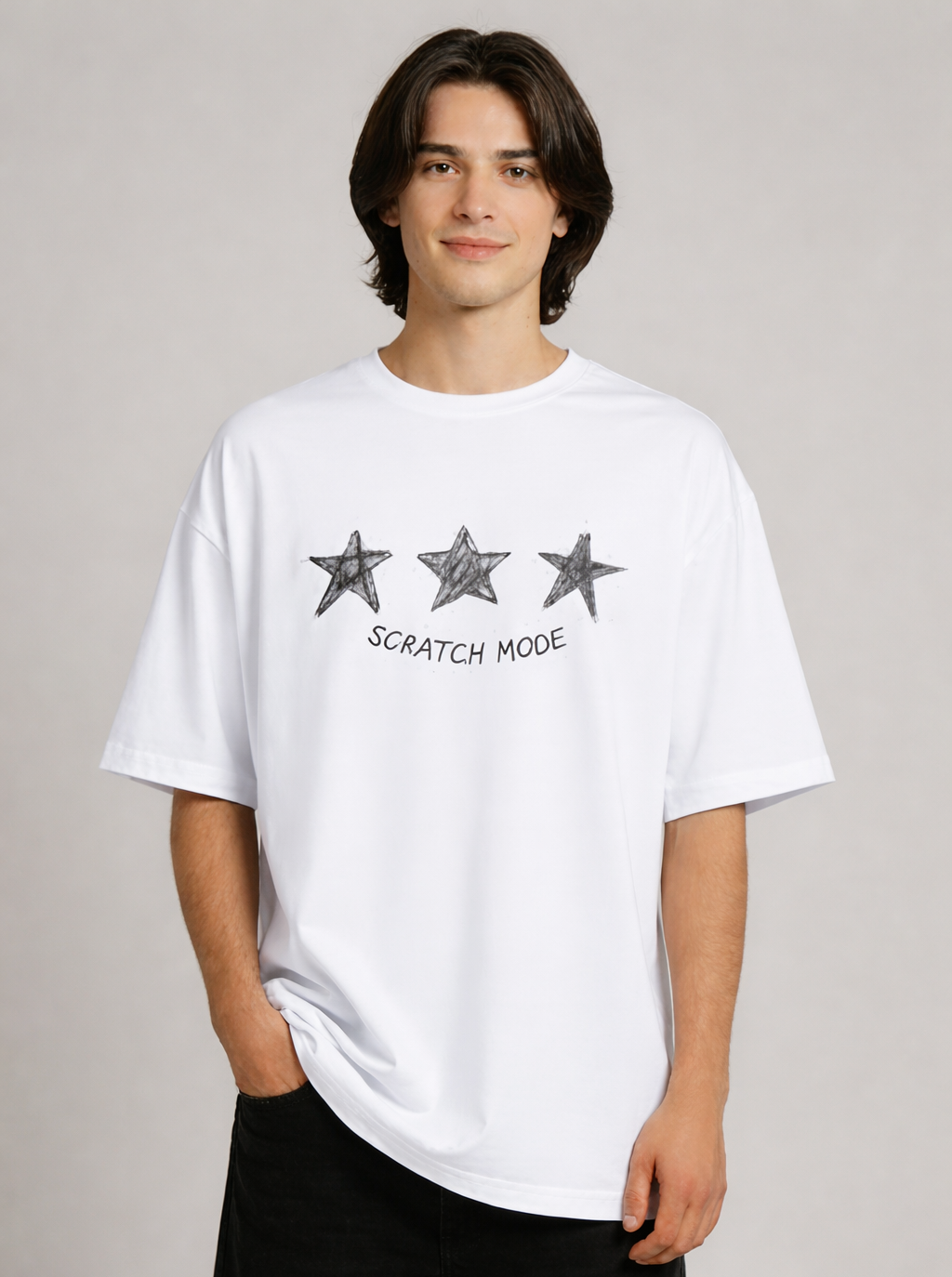 Scratch Mode Printed Oversized Drop Shoulder T Shirt for Men