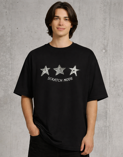 Scratch Mode Printed Oversized Drop Shoulder T Shirt for Men