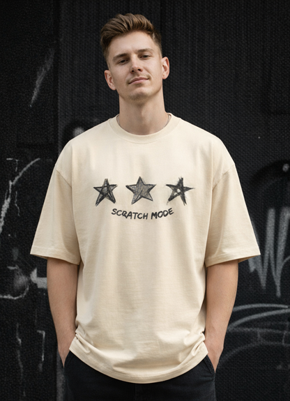 Scratch Mode Printed Oversized Drop Shoulder T Shirt for Men