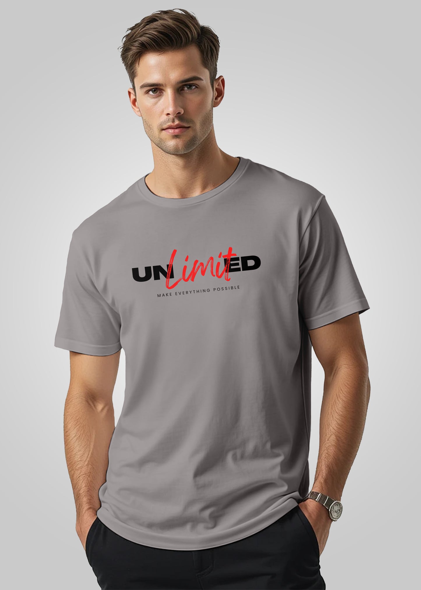 Unlimited Printed Regular Fit Cotton T-Shirt for Men