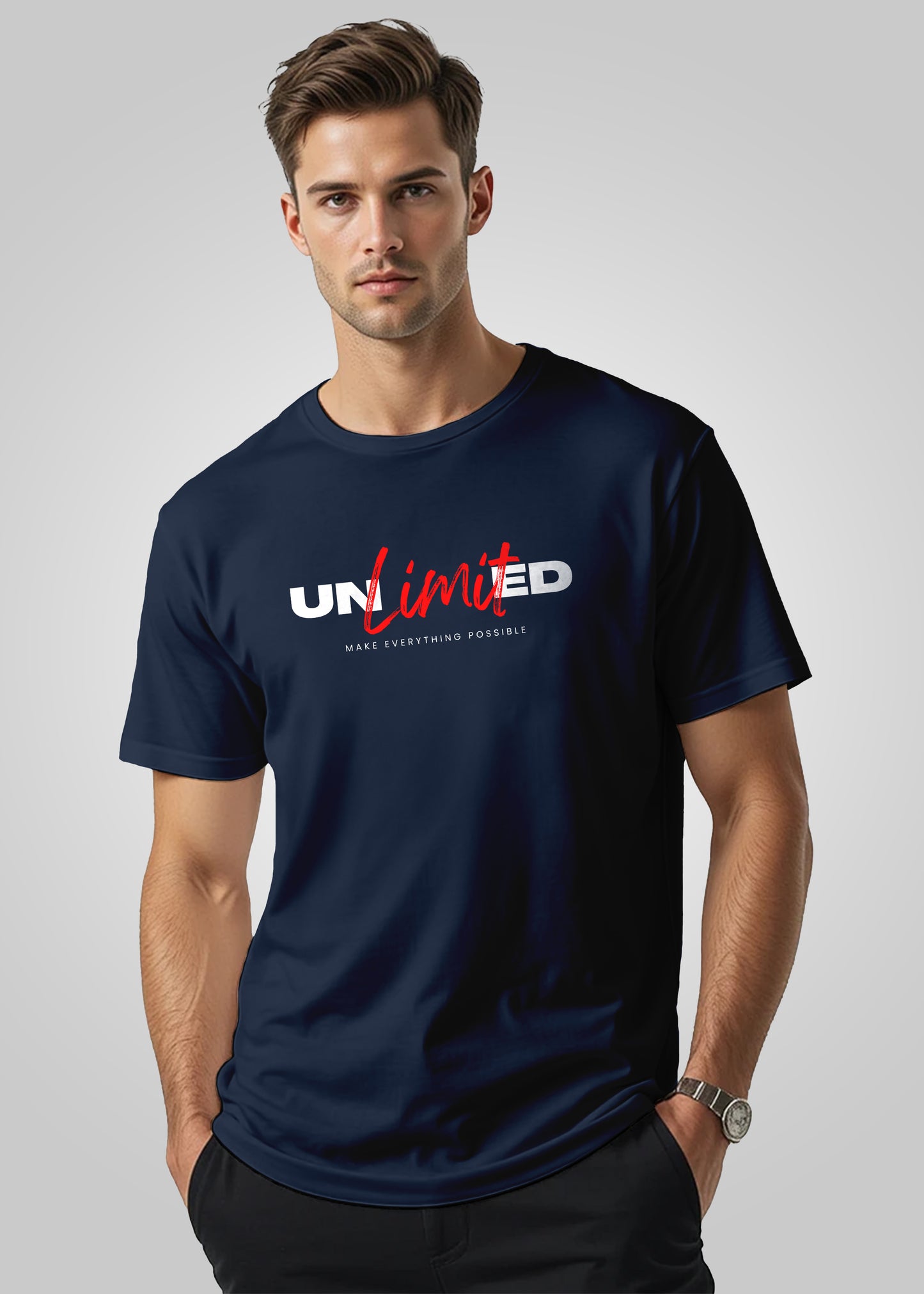 Unlimited Printed Regular Fit Cotton T-Shirt for Men