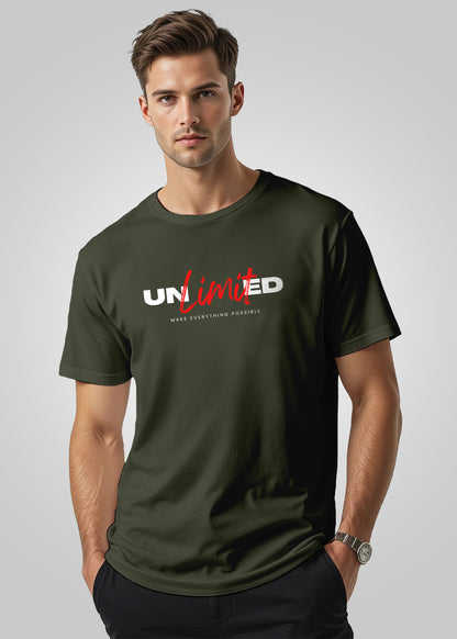 Unlimited Printed Regular Fit Cotton T-Shirt for Men