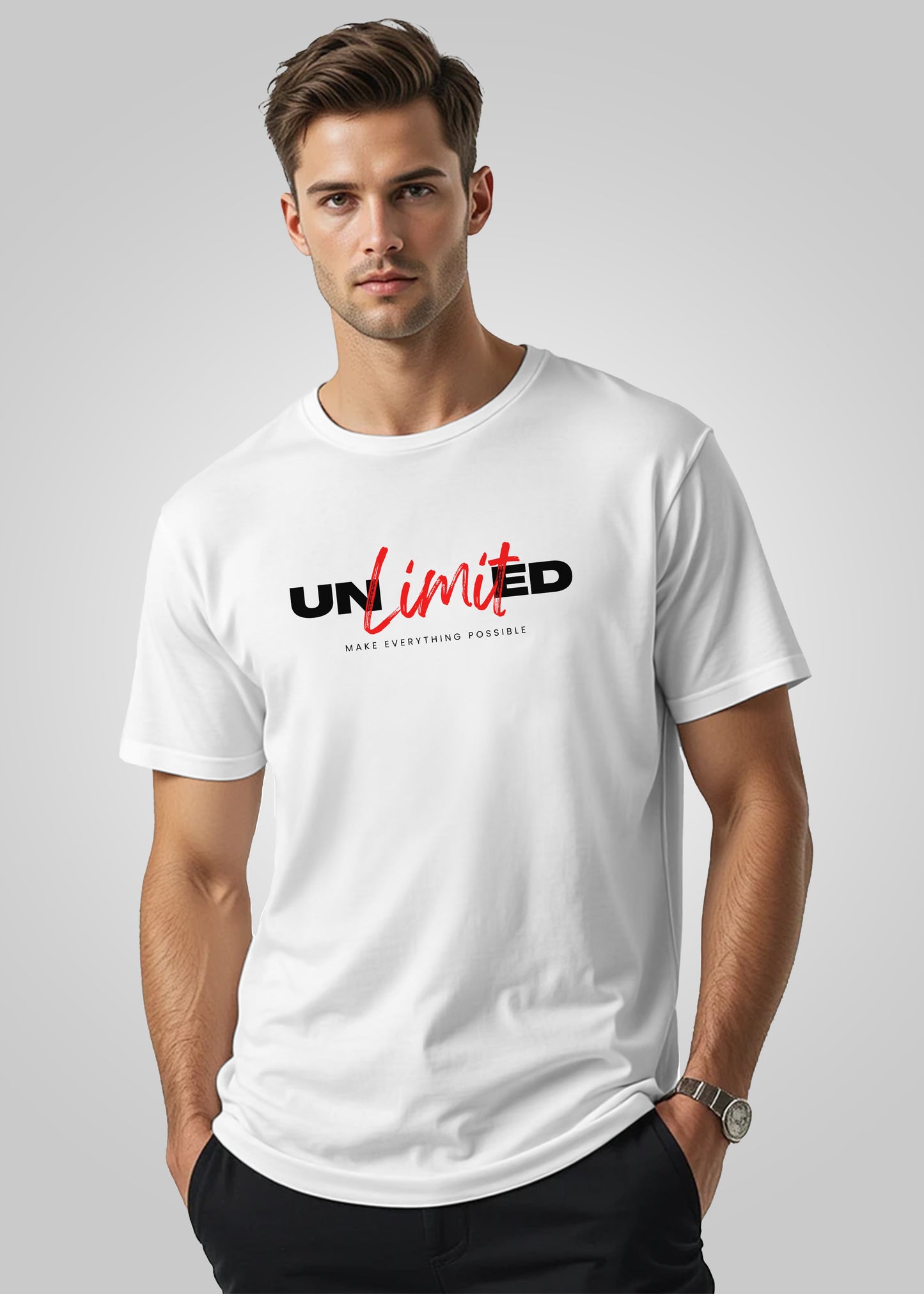 Unlimited Printed Regular Fit Cotton T-Shirt for Men