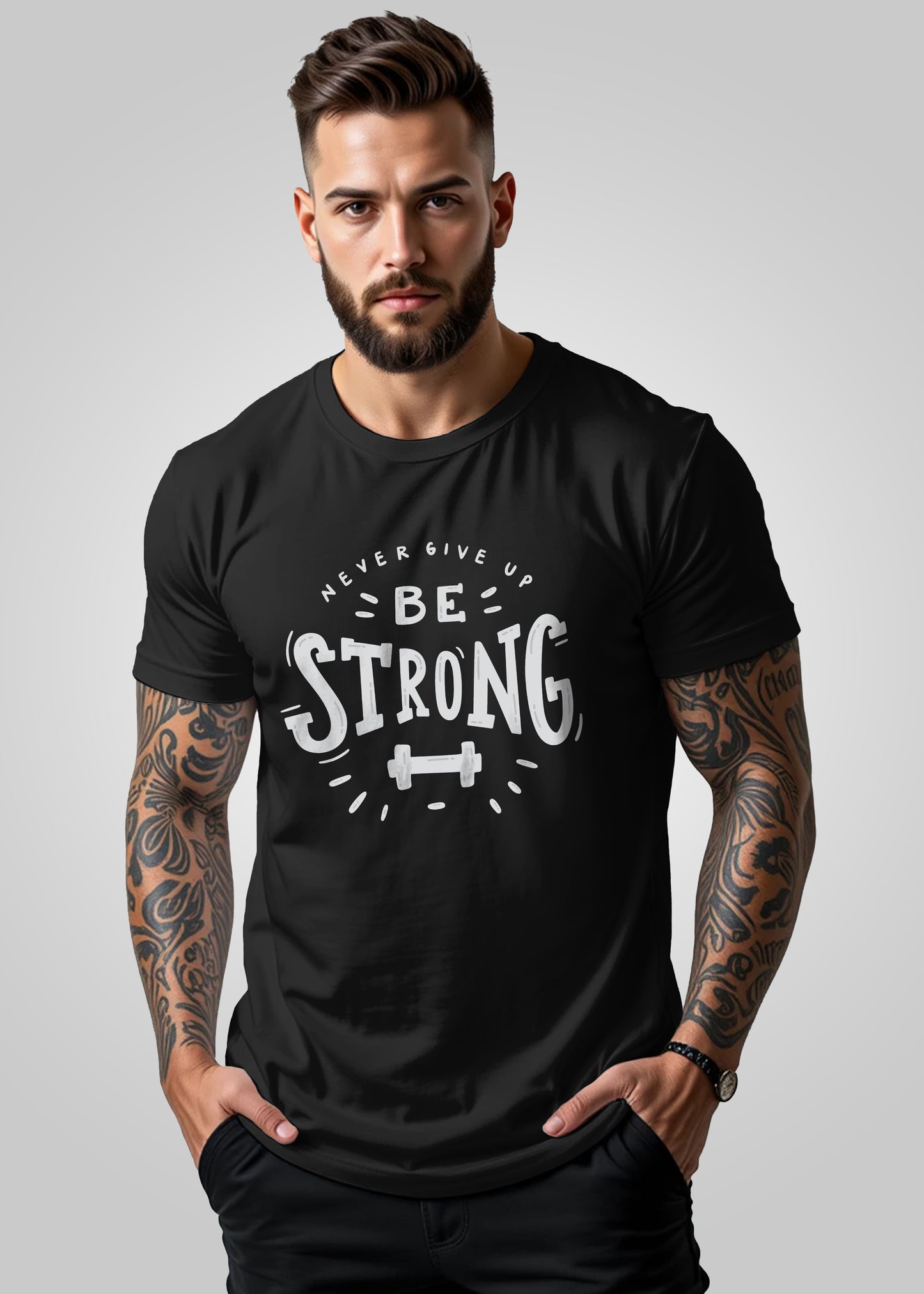 Be Strong Printed Regular Fit T Shirt for Men
