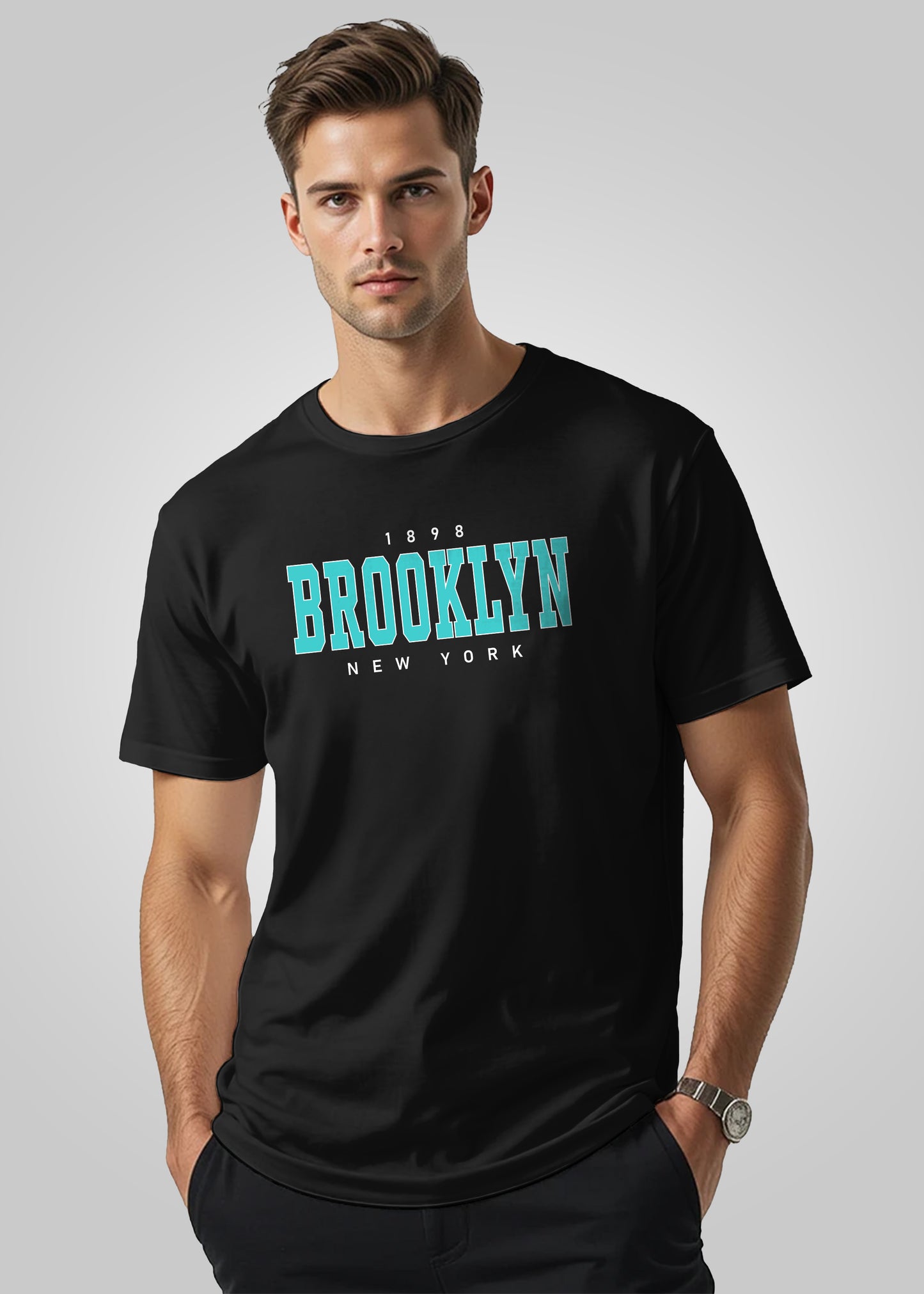 Brooklyn Printed Regular Fit Cotton T-Shirt for Men