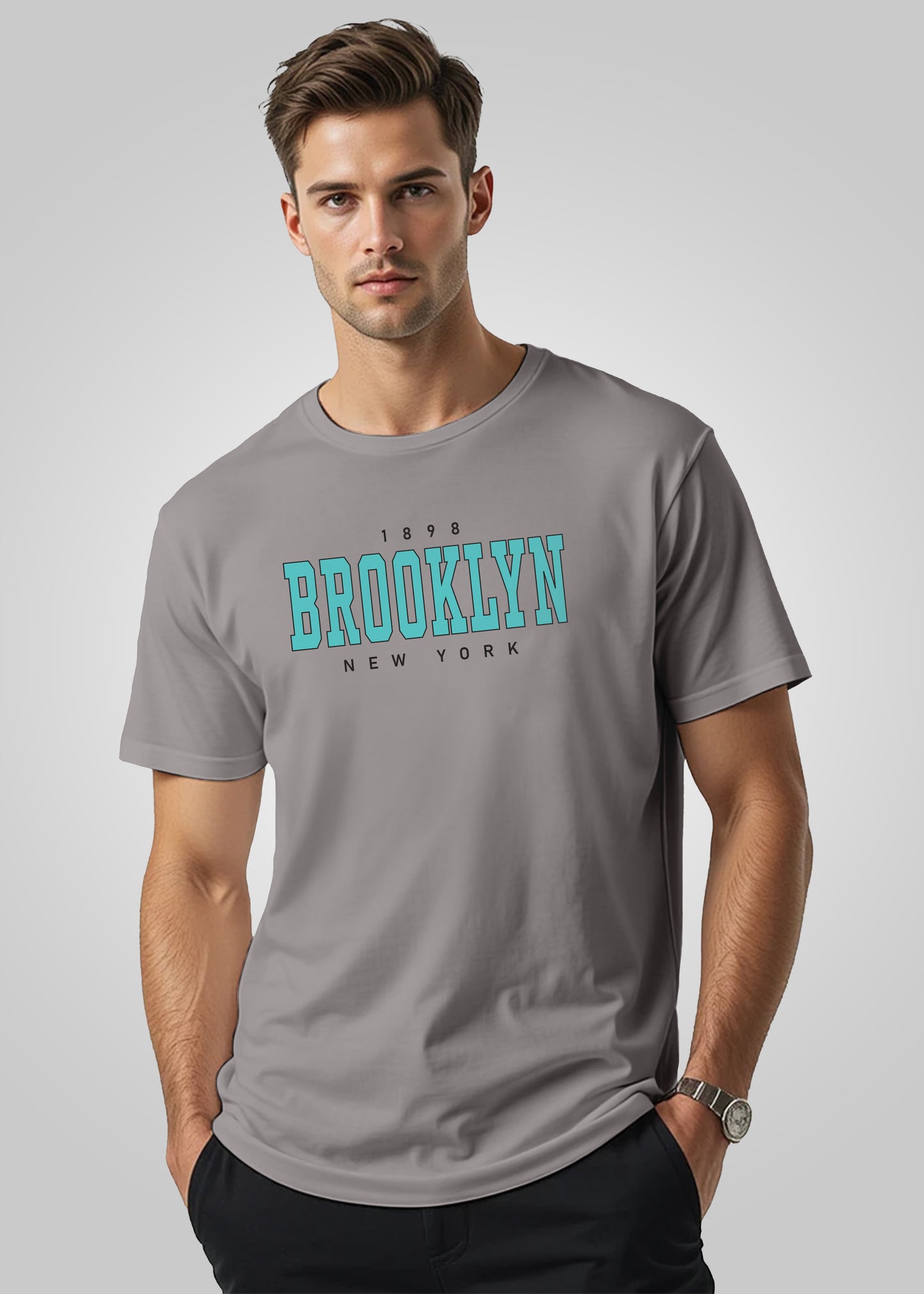 Brooklyn Printed Regular Fit Cotton T-Shirt for Men