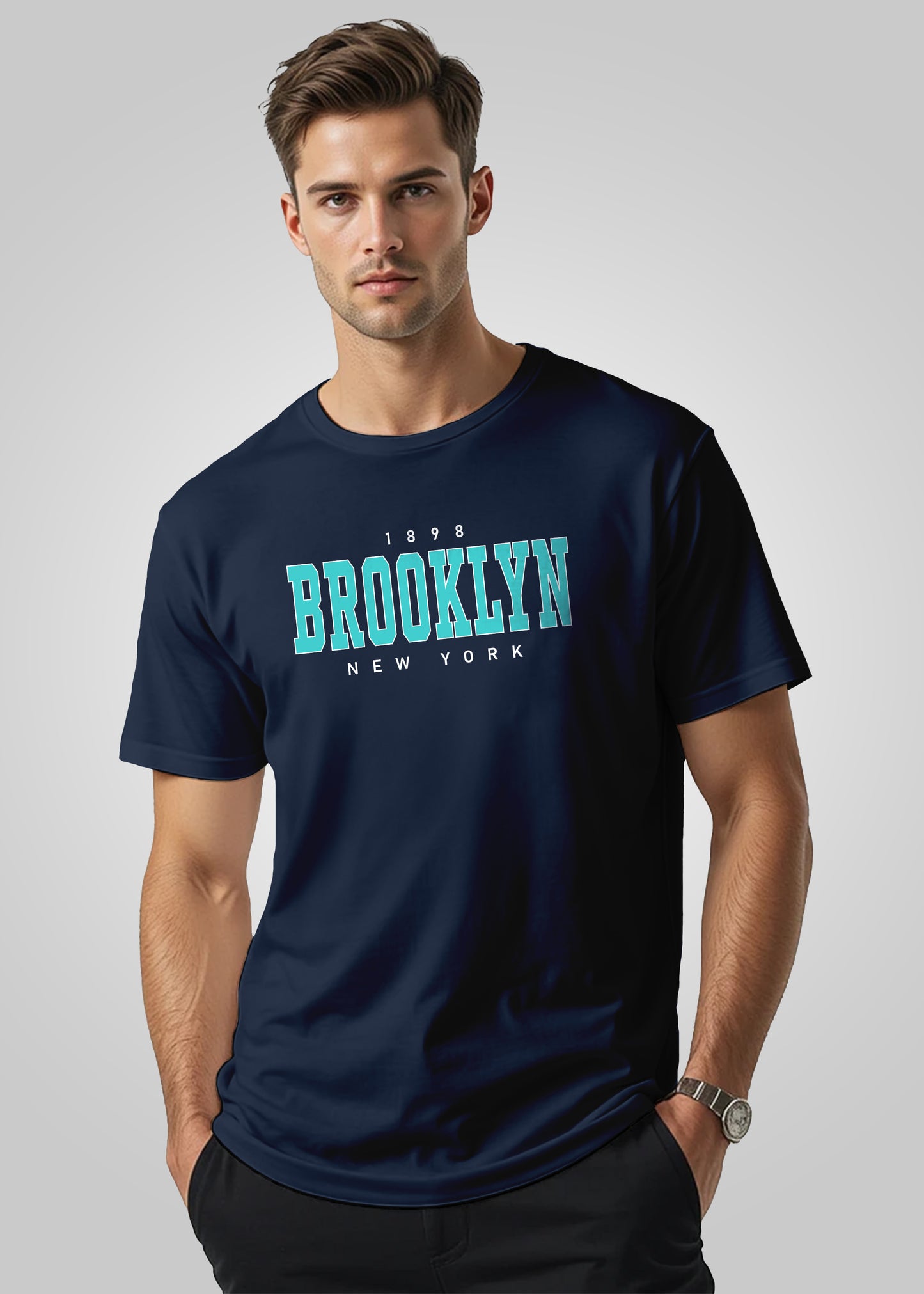 Brooklyn Printed Regular Fit Cotton T-Shirt for Men