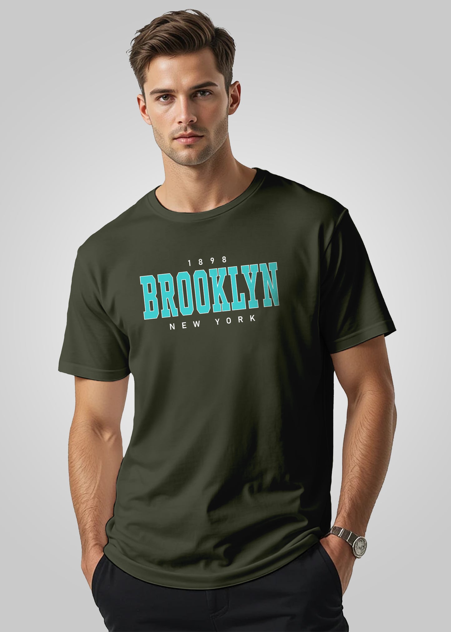 Brooklyn Printed Regular Fit Cotton T-Shirt for Men