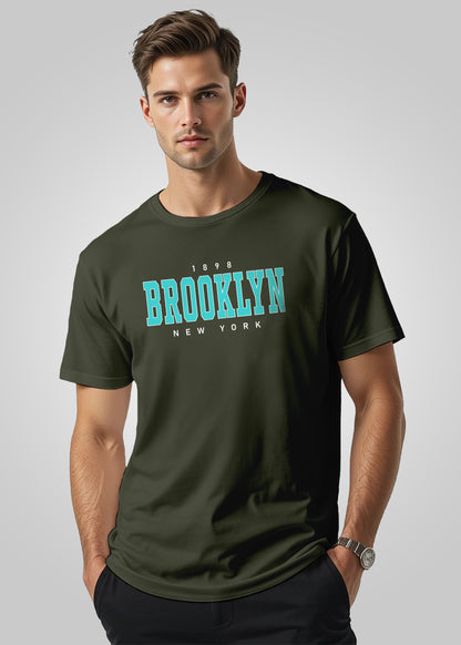 Brooklyn Printed Regular Fit Cotton T-Shirt for Men