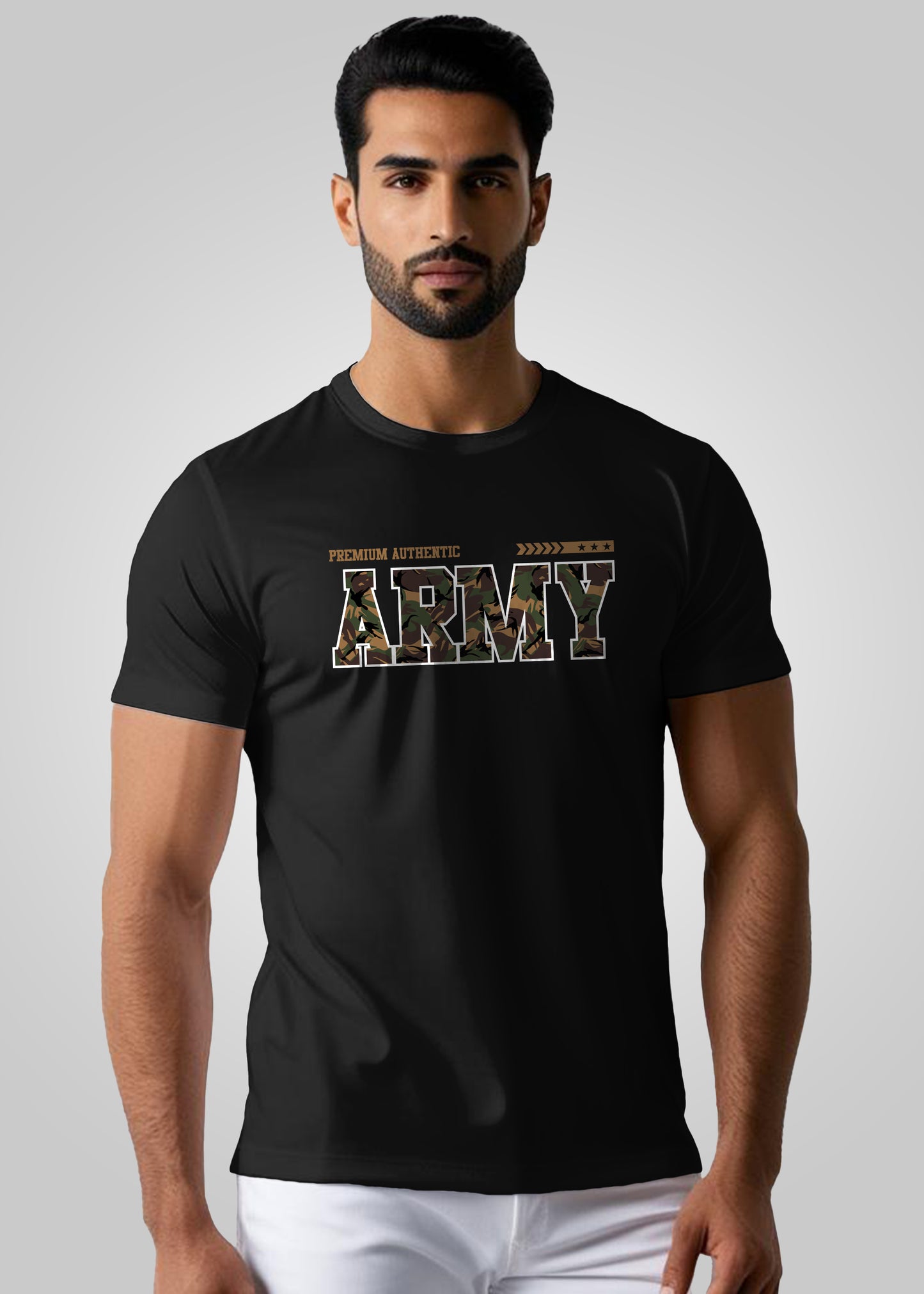 Army Printed Regular Fit Cotton T-Shirt for Men