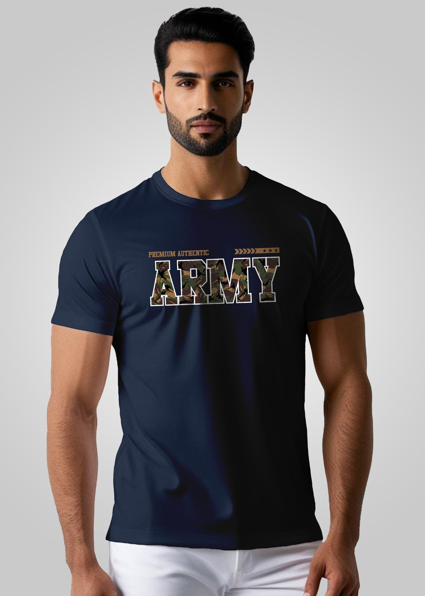 Army Printed Regular Fit Cotton T-Shirt for Men