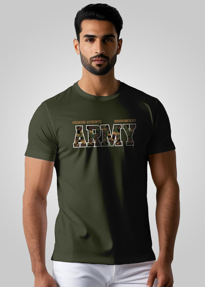 Army Printed Regular Fit Cotton T-Shirt for Men