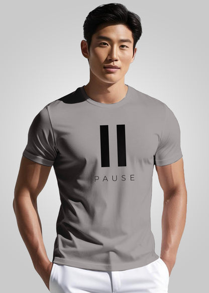Pause Printed Regular Fit Cotton T-Shirt for Men