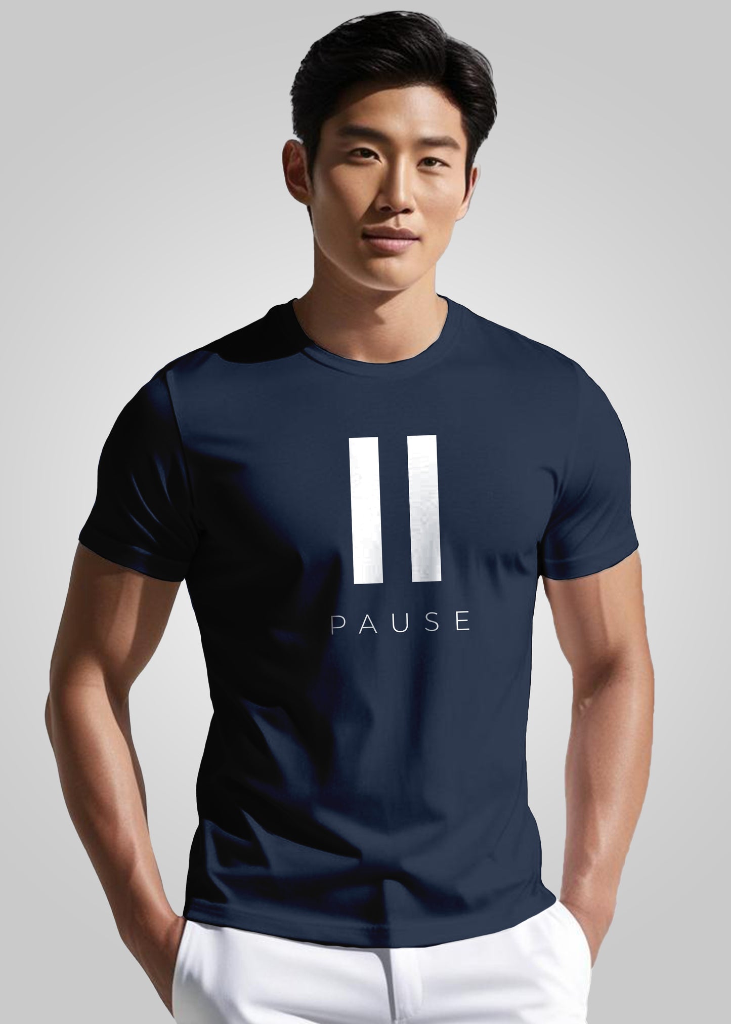 Pause Printed Regular Fit Cotton T-Shirt for Men