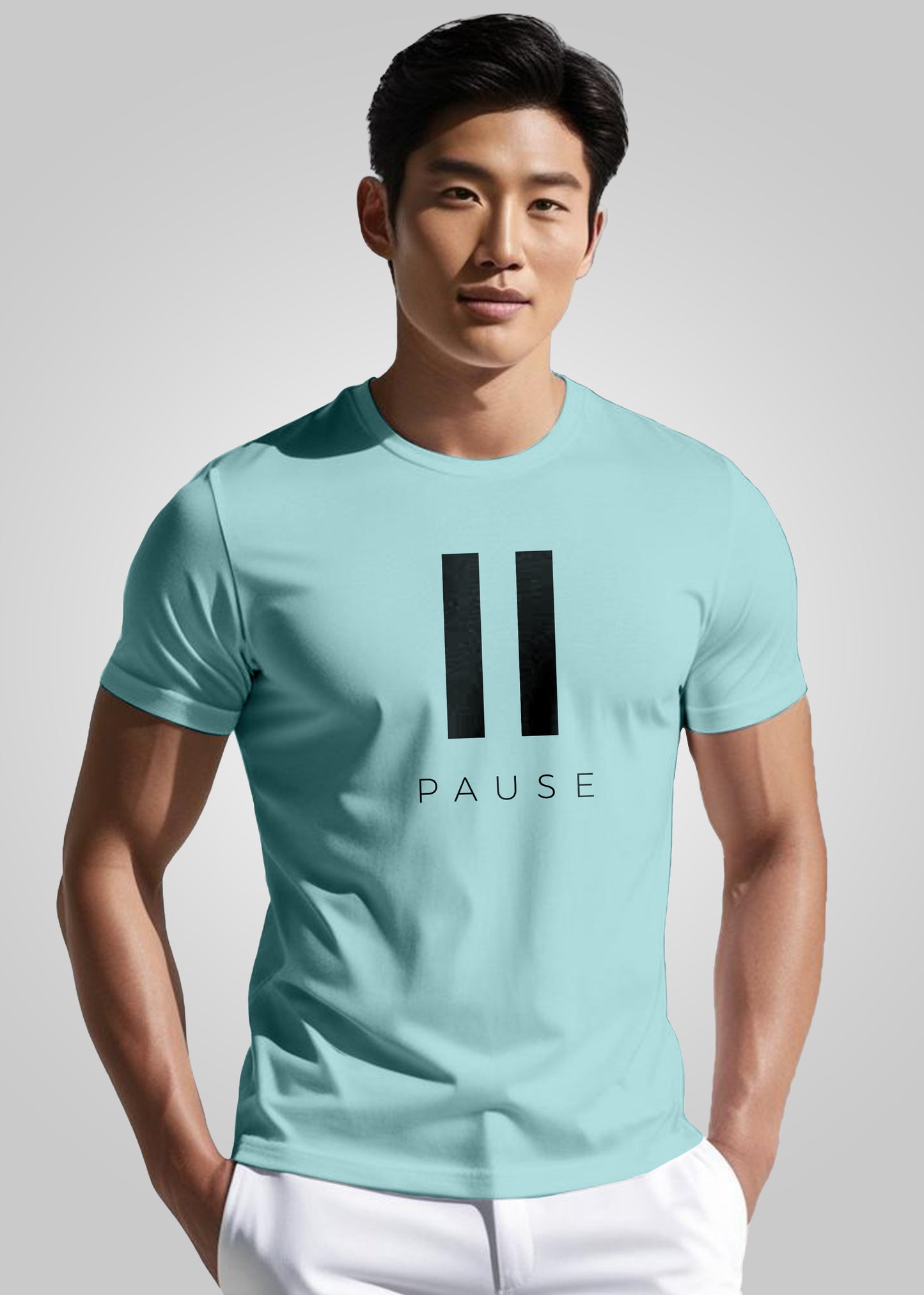 Pause Printed Regular Fit Cotton T-Shirt for Men