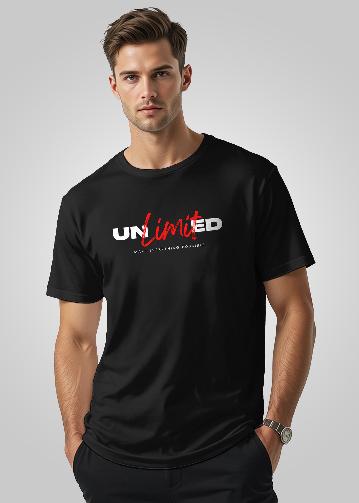 Unlimited Printed Regular Fit Cotton T-Shirt for Men