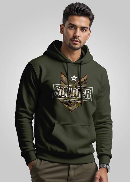 Soldier Printed Cotton Hoodies For Men