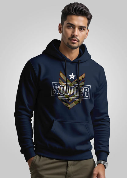 Soldier Printed Cotton Hoodies For Men