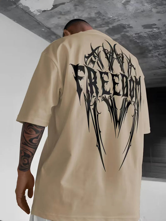 Cotton Oversized Round Neck Drop Shoulder Printed Men's T-Shirt