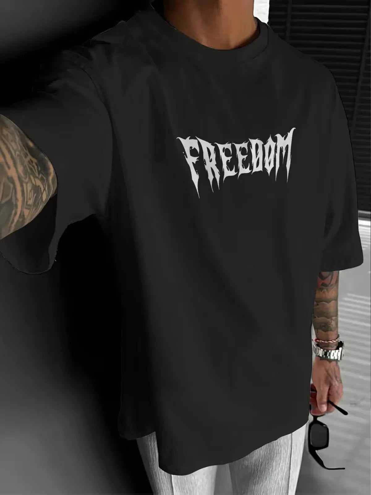 Cotton Oversized Round Neck Drop Shoulder Printed Men's T-Shirt