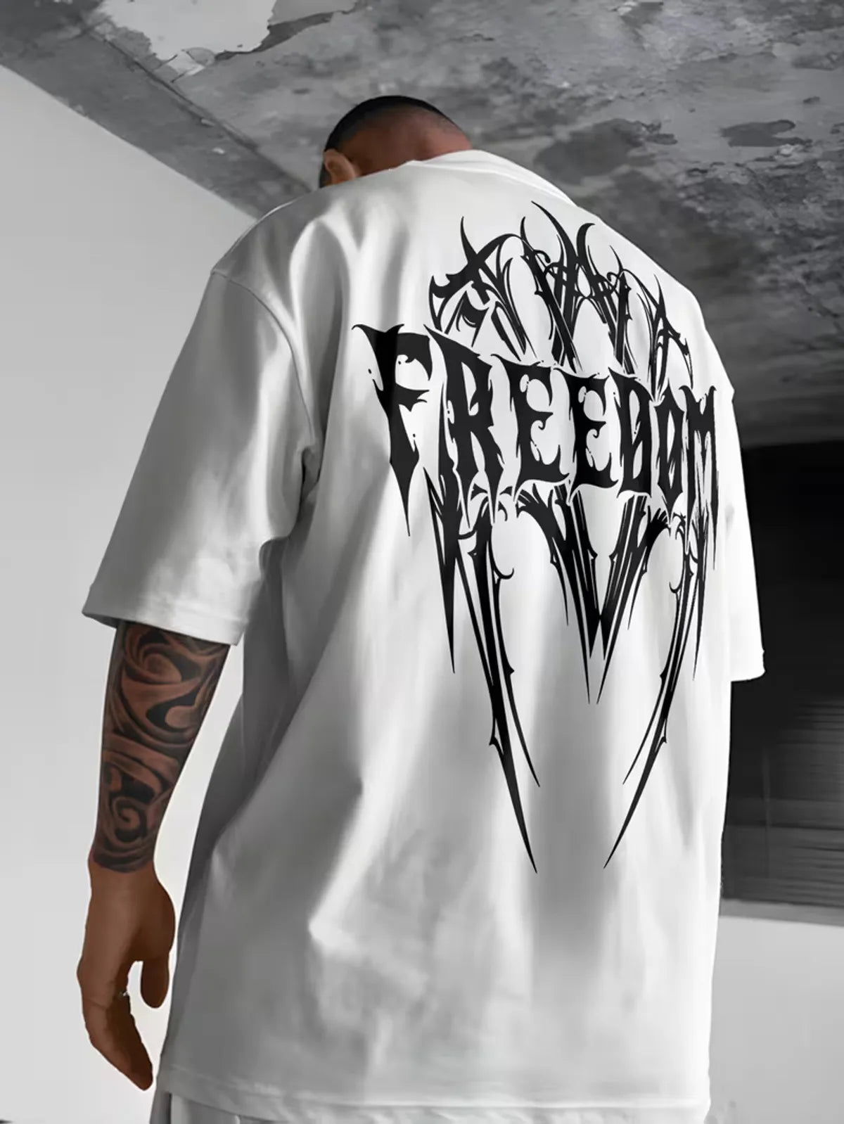 Cotton Oversized Round Neck Drop Shoulder Printed Men's T-Shirt