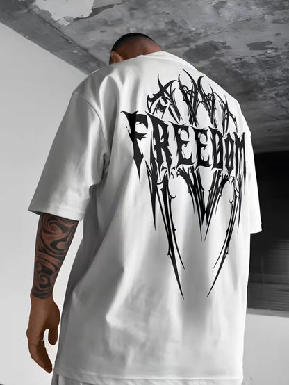 Cotton Oversized Round Neck Drop Shoulder Printed Men's T-Shirt