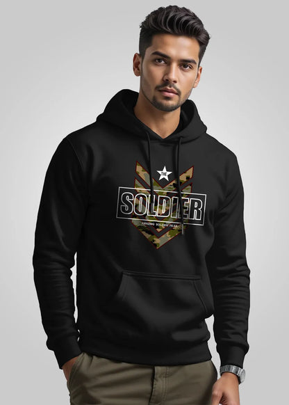 Soldier Printed Cotton Hoodies For Men