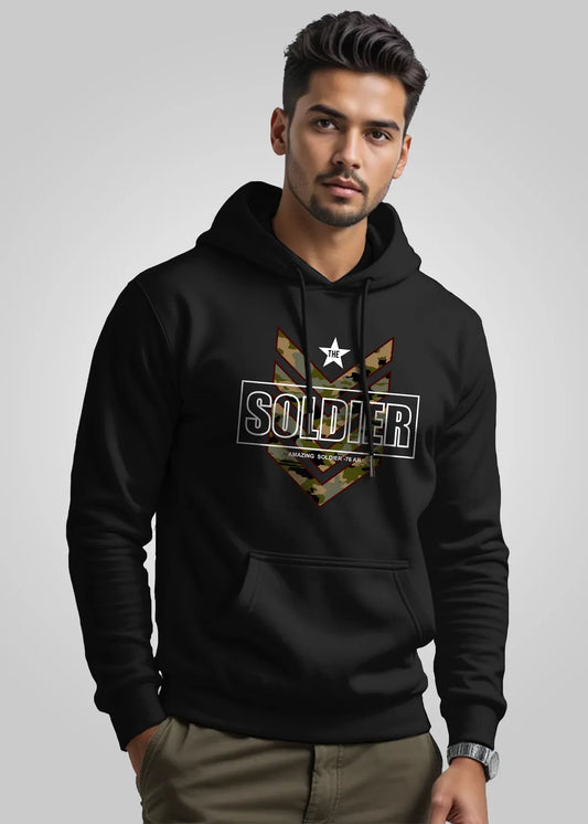 Soldier Printed Cotton Hoodies For Men