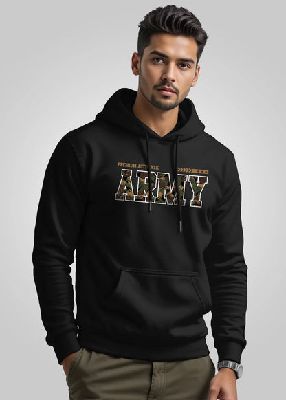 Army Printed Cotton Hoodie For Men