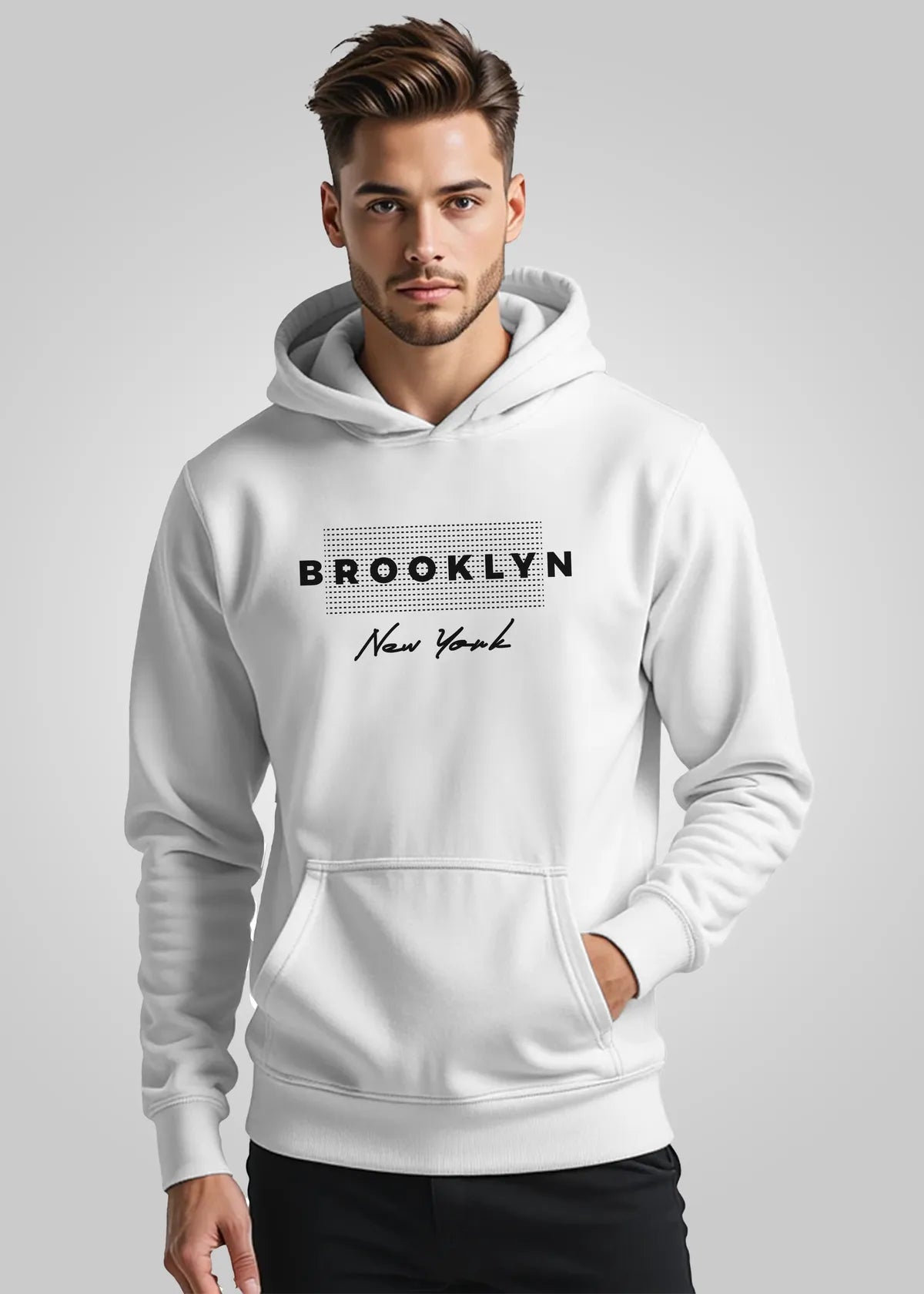 Brooklyn Printed Fleece Hoodie For Men